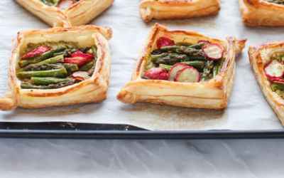 Pesto & Ricotta-filled Asparagus and Radish Tarts | Simple Bites