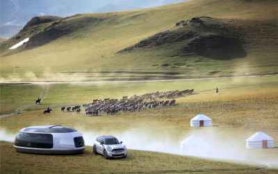 Luxury camping pod concept influenced by mini cooper