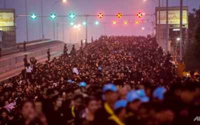 Sea of black as thousands gather in Thailand for late king